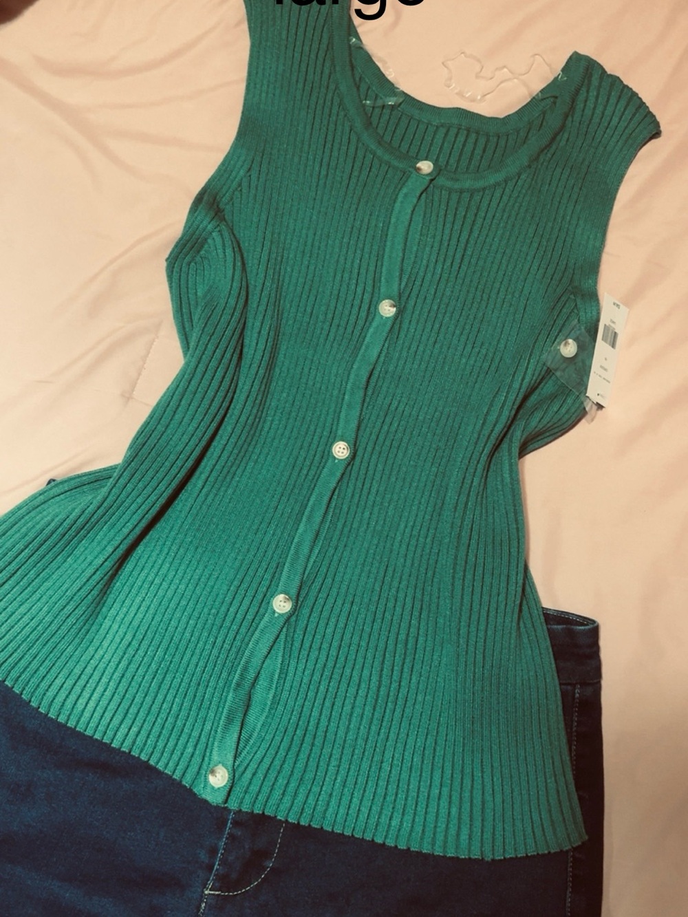 Buckle Green Ribbed Button-Front Tank Top